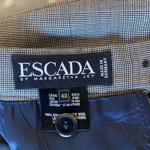 Vintage Escada Navy Plaid New Wool Skirt - Size EU42 - Picture 4 of 4